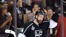 Jun 4, 2014; Los Angeles, CA, USA; Los Angeles Kings right wing Justin Williams (14) waves to the fans after being named first star of game one of the 2014 Stanley Cup Fi