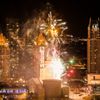 Fireworks explode over Celebration Square in front of City Hall to celebrate New Year's Day in Mississauga