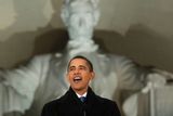 Veřejný proslov Baracka Obamy pod Lincolnovým memoriálem ve Washingtonu