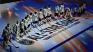 Jan 25, 2015; Columbus, OH, USA; Team Toews is introduced before the 2015 NHL All Star Game at Nationwide Arena. Mandatory Credit: Andrew Weber-USA TODAY Sports