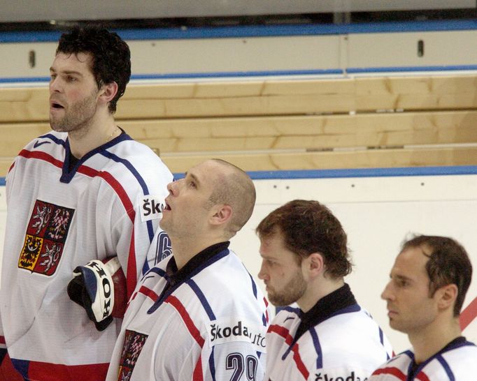 MS v hokeji 2004 (Praha): Jaromír Jágr, Tomáš Vokoun, Martin Ručinský, Jiří Šlégr