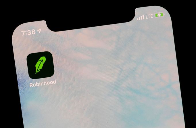 Aplikace Robinhood na displeji mobilního telefonu