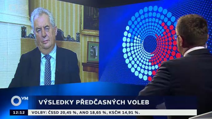 Miloš Zeman do Prahy nedorazil, s televizí se spojil z Lán.