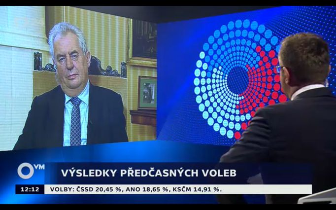 Miloš Zeman do Prahy nedorazil, s televizí se spojil z Lán.