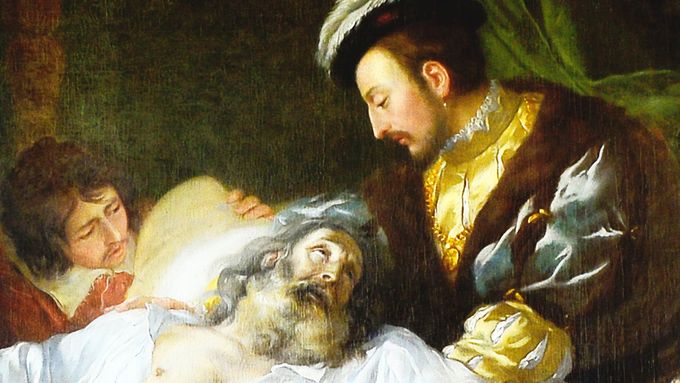 François-Guillaume Ménageot: Smrt Leonarda da Vinciho (detail obrazu).