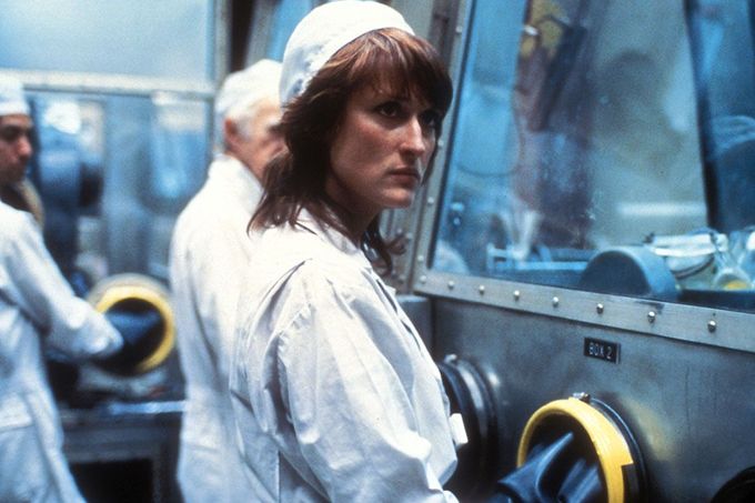 Meryl Streepová ve filmu Silkwoodová z roku 1983.