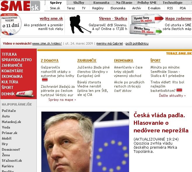 SME: Topolánek padl