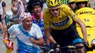 Race leader's yellow jersey Team Sky rider Christopher Froome of Britain cycles to win the 242.5 km fifteenth stage of the centenary Tour de France cycling race from Givo