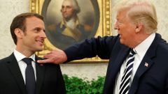 Emmanuel Macron na návštěvě u Donalda Trumpa v Bílém domě