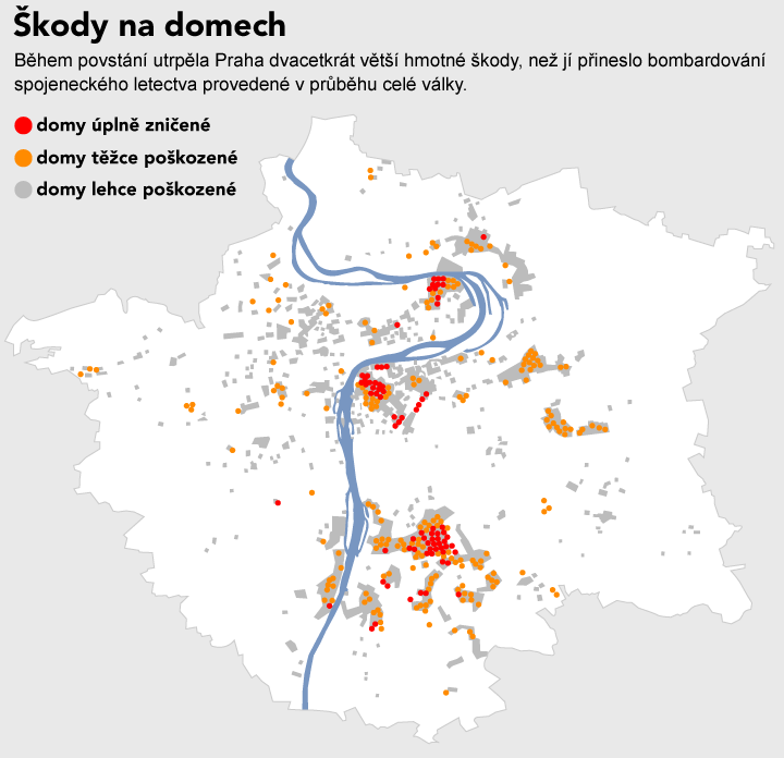 grafika - osvobození - škody na domech