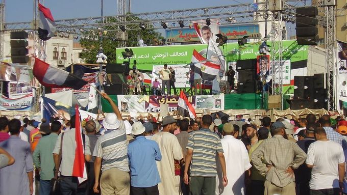 Demonstrace na podporu sesazeného prezidenta Muhammada Mursího.