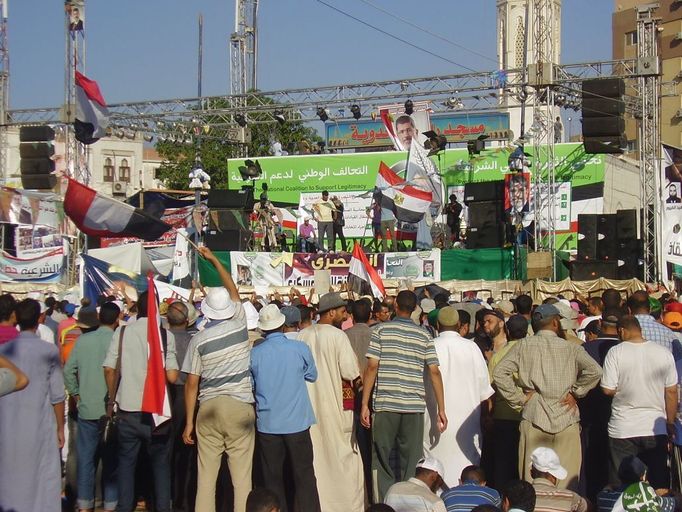 Demonstrace na podporu sesazeného prezidenta Muhammada Mursího.