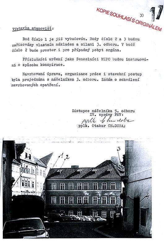 Dokument StB o sledování německé ambasády