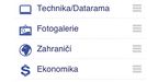 Číst můžete články z celkem devíti rubrik. V případě speciálních událostí - třeba mistrovství světa v hokeji atd. - budeme vytvářet nové speciální rubriky, ve kterých budou zprávy o dané akci na jednom místě. Pokud chcete změnit, které rubriky se vám zobrazují v dolní liště, můžete je jednoduše změnit (klikněte na tlačítko Upravit v pravém horním rohu na záložce Další).