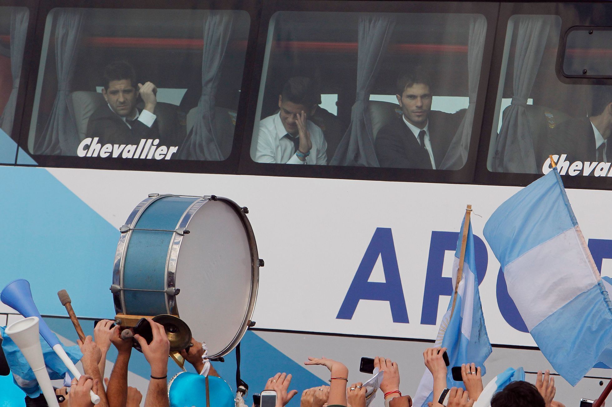 Argentinští fanoušci vítají své fotbalisty po MS 2014