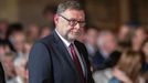 Prezident ČR Petr Pavel udělil 28. 10. 2023 u příležitosti 105. výročí vzniku Československa státní vyznamenání, na snímku je ministr financí Zbyněk Stanjura.