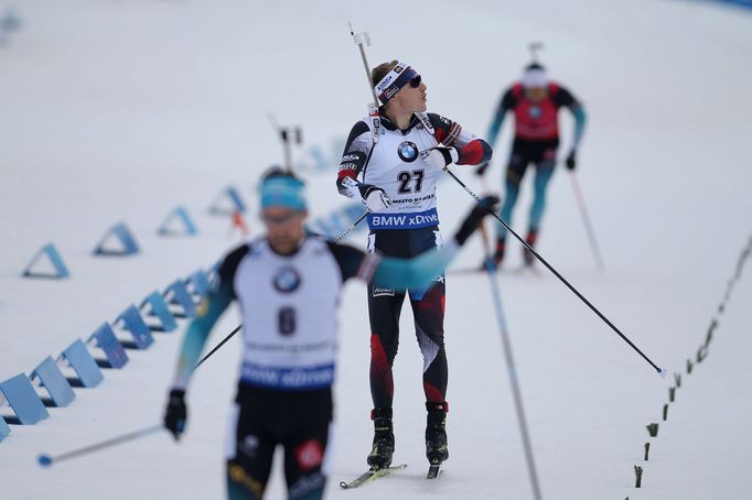 Ondřej Moravec v závodě s hromadným startem na SP v Novém Městě na Moravě 2018.