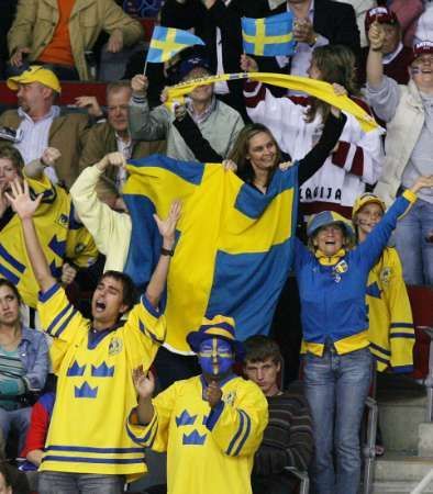 Česko - Švédsko: švédští fanoušci