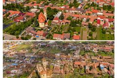 Před a po tornádu. Panoramatické snímky ukazují, jak se změnila Moravská Nová Ves