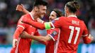 fotbal, kvalifikace ME 2020, Slovensko - Wales, radost fotbalistů Walesu