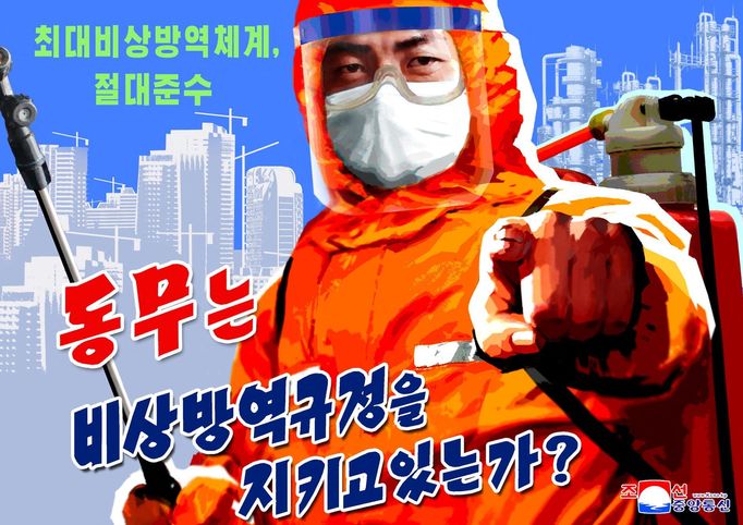 Protipandemické plakáty v Severní Koreji.