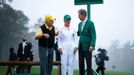 Golf - The Masters - Augusta National Golf Club - Augusta, Georgia, U.S. - November 12, 2020 Honorary starter Jack Nicklaus with chairman of Augusta National Golf Club Fr