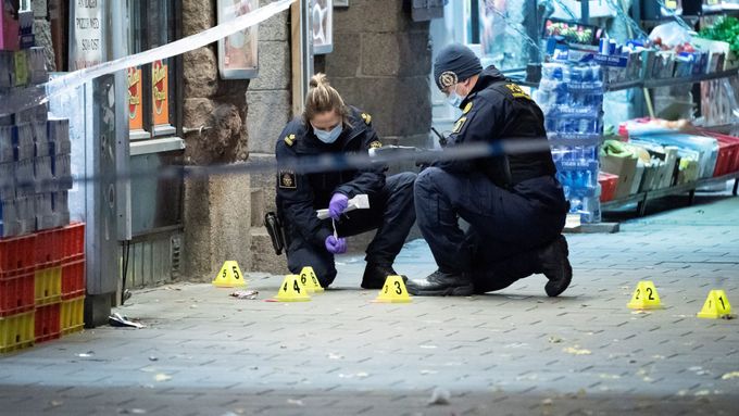Švédská policie na místě činu, ilustrační foto.