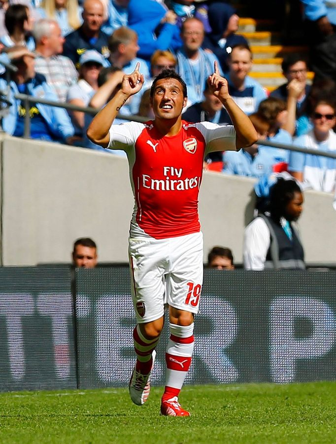 Community Shield, Arsenal - Manchester City: Santi Cazorla slaví gól