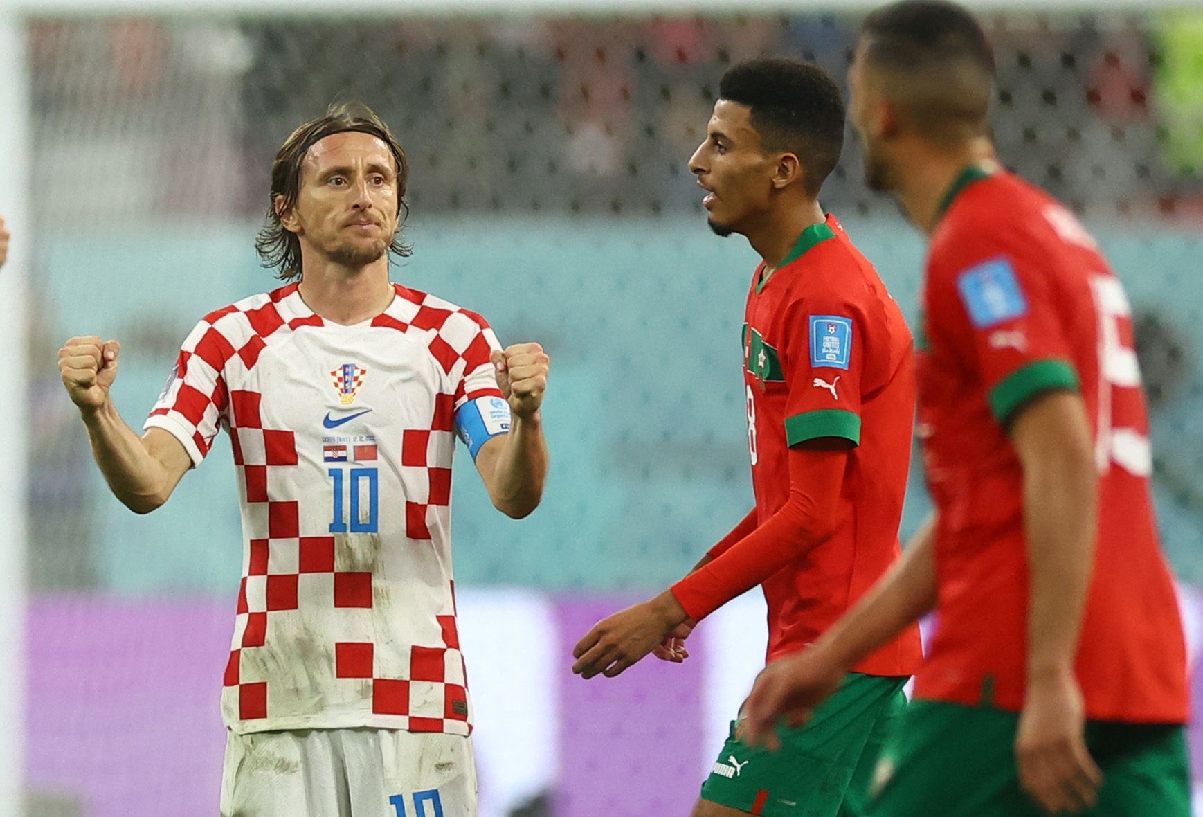 Luka Modrič slaví vítězství v zápase o 3. místo na MS 2022 Chorvatsko - Maroko