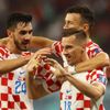 Chorvaté slaví gól v zápase o 3. místo na MS 2022 Chorvatsko - Maroko