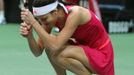 Srbská tenistka Ana Ivanovičová v utkání finále Fed Cupu 2012 proti Češce Petře Kvitové.