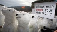 Dožadovali se slyšení u prezidenta republiky a seřadili se spořádaně před vchodem na první nádvoří.