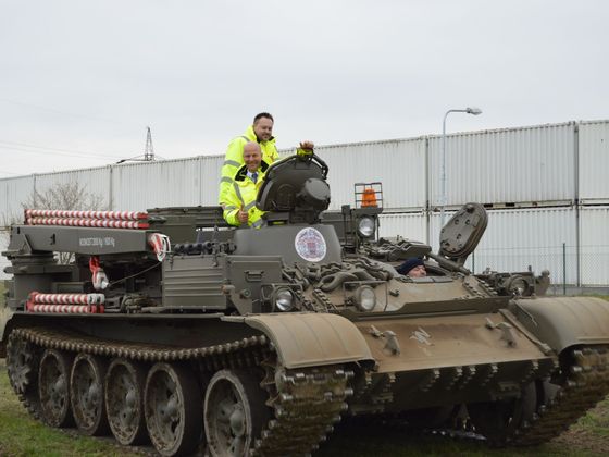 Deputy Petr Hlubuček on tank control.