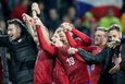 Češi slaví po utkání kvalifikace ME 2020 Česko - Anglie