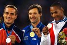 Medailisté v desetiboji na olympiádě 2000 v Sydney: zleva Roman Šebrle, Erki Nool a Chris Huffins
