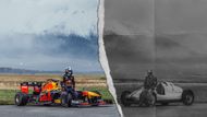 S Red Bullem RB7 vyhrál Sebastian Vettel v sezoně 2011 svůj druhý titul mistra světa. Na ploše letiště se vedle o něj objevila  Tatra 607 z roku 1950, která mohla vyhrávat jen v zemích východního bloku.