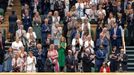 Tennis - Wimbledon - All England Lawn Tennis and Croquet Club, London, Britain - June 28, 2021 The Royal Box on centre court stands and applauds Oxford University and Ast