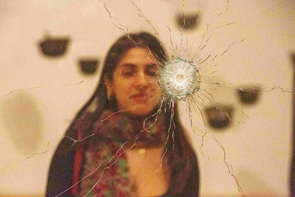 The murder of John Lennon is commemorated in the exhibition by glass shattered by a bullet shot.