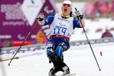 Tohle je zase pocit vítězství: Ljudmila Pavlenkovová z Ukrajiny si dojela pro zlatou medaili na dvanácti kilometrové trati. A takhle se radovala v cíli...