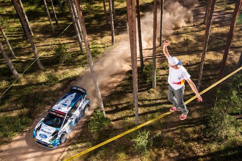 Provazochodec Jaan Roose a Teemu Suninen, Ford na trati Estonské rallye 2021