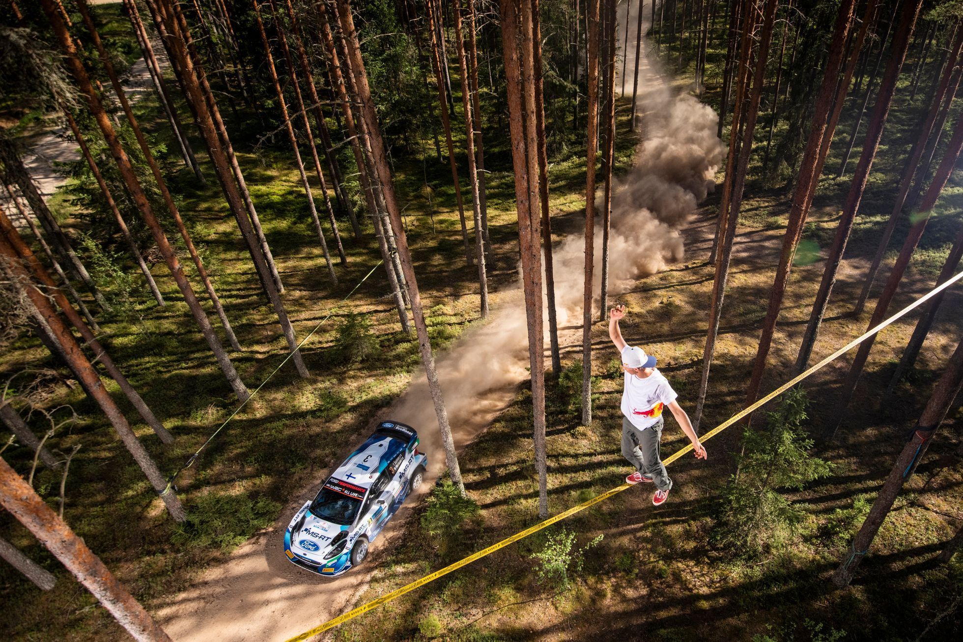 Provazochodec Jaan Roose a Teemu Suninen, Ford na trati Estonské rallye 2021