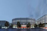 Horácký zimní stadion se bude skládat z celkem tří průchozích budov. Fasádu architekti navrhli transparentní, aby světla ozářila i okolní ulice.