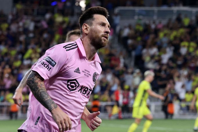 Lionel Messi ve finále Leagues Cupu proti Nashvillu.