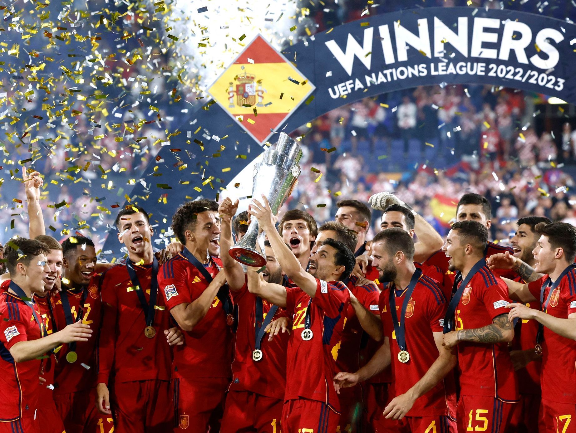 Španělští fotbalisté slaví titul v Lize národů 2023