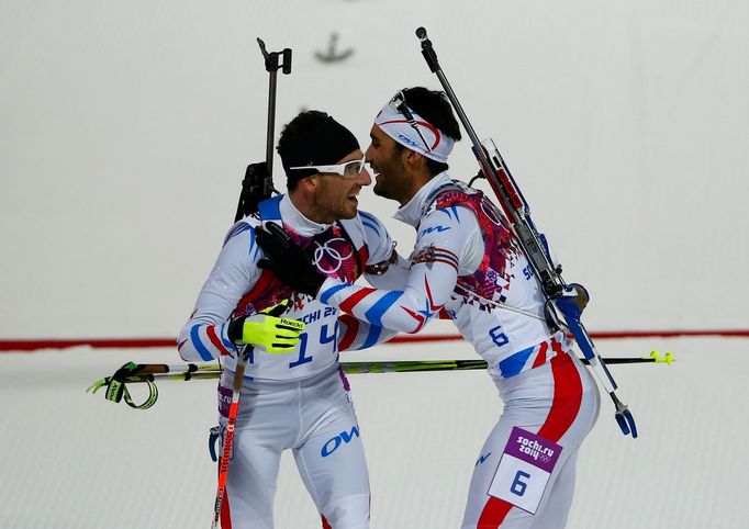 Soči 2014, biatlon, stíhačka: Jean Guillaume Beatrix a Martin Fourcade