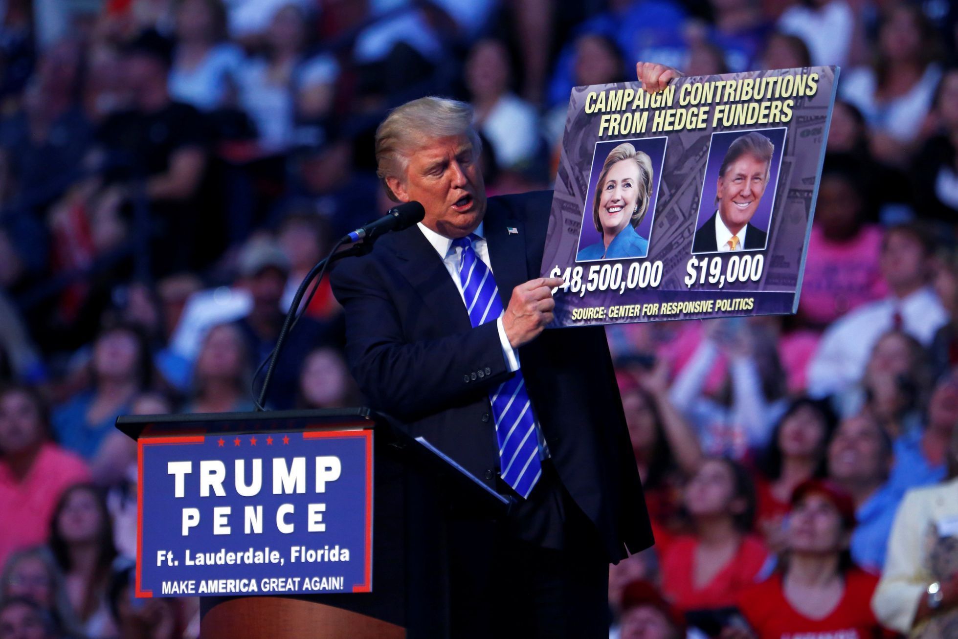 Donald Trump během mítinku na Floridě