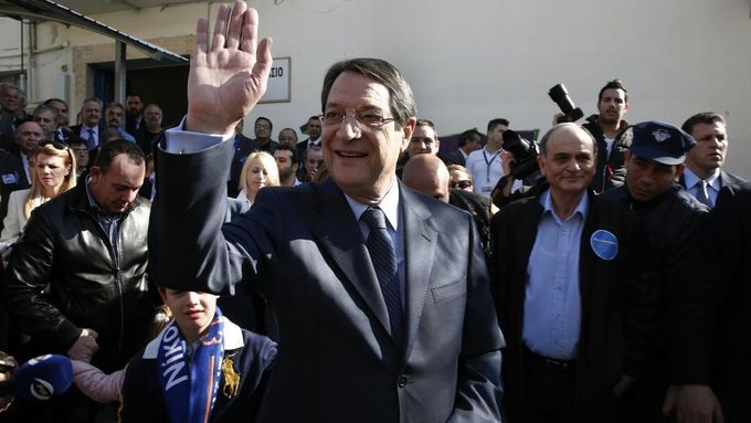 Kyperský opoziční konzervativní lídr Nikos Anastasiadis během prezidentských voleb.