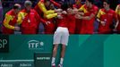 Tennis - Davis Cup Finals - Final - Caja Magica, Madrid, Spain - November 24, 2019   Spain's Roberto Bautista Agut celebrates with the team after winning his match agains