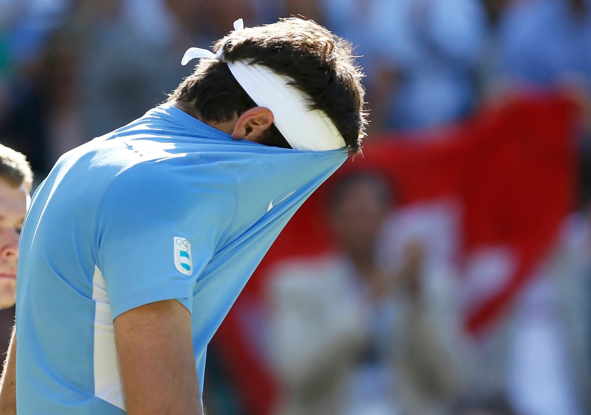 Juan Martín del Potro v semifinále OH 2012 proti Rogeru Federerovi