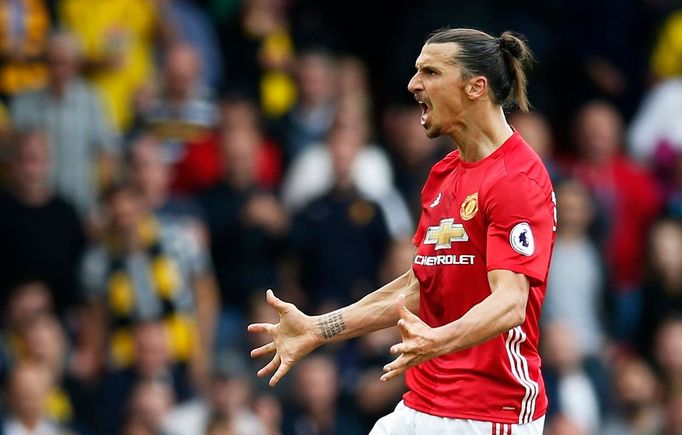 Zlatan Ibrahimovič v utkání Watford - Manchester United